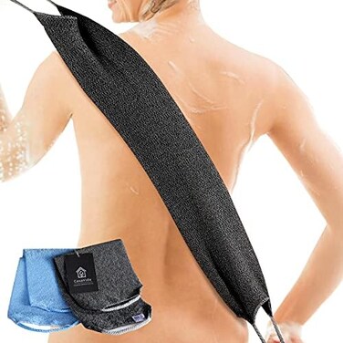 CasaVida Back Scrubber for Shower Exfoliating Body Scrubber Nylon Bath Towel Shower Back Washer Exfoliating Washcloth Rear Scrub Japanese Stretchable Pull Strap Wash Cloth Scrub Washcloth 2 Pack.