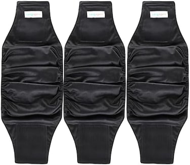 Langsprit Male Belly Bands for Dogs (Pack of 3- High Absorbing Washable Dog Wraps - Reusable Diapers (Black, X-Large.