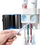 GFWARE Toothbrush Holder Toothpaste Dispenser Wall Mounted Toothbrush Organizer Cover Electric Tooth Brush Stand Set with 2 Toothpaste Squeezers for Shower Bathroom Kids Black (No Electric, No Light.