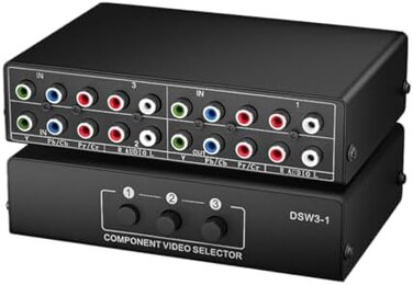 BolAAzuL Component AV Video Switch Box 3 in 1 Out, 3 Port 5 RCA YPbPr Cable RGB Component AV Switcher Selector Converter 3-Way PlugPlay for Retro Gaming PS2 Wii Xbox DVD Player TV.