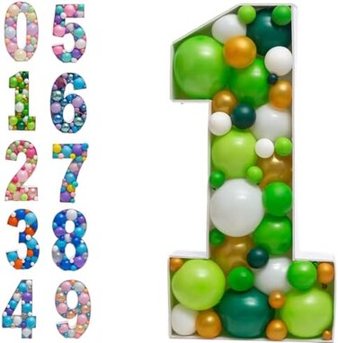 JoyBox Design Mosaic Balloon Frame Light Up Marquee Pre-Cut Kit Number 1 Cut-out Extra Large Foam Board First Birthday Backdrop 1st Birthday Boy Girl Party Anniversary Decorations.