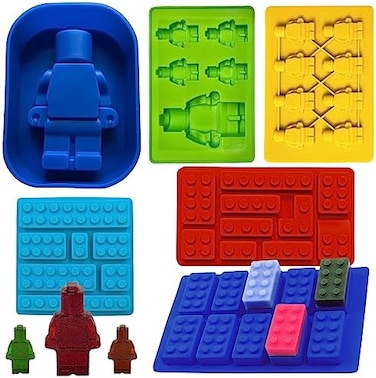 NADOBA Building Block Candy Gummy Molds - 6Pcs Brick Mold Silicone Ice Cube Mold Dome Silicone Molds Melted Chocolate Ice Cubes Candy Robot Fondant Molds - Jelly Mold Silicone Ice Cube Tray Mousse Cak