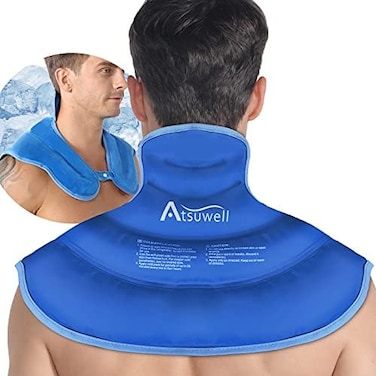Atsuwell Ice Pack for Neck and Shoulders Pain Relief Cold Compress Therapy Shoulder Ice Packs for Injuries Reusable Gel, Large Upper Back Cold Pack Wrap for Swelling, Bruises, Sprain, Surgery.