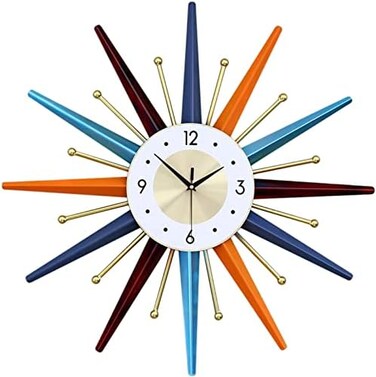 Vctrqov GIGU Modern Wall Clock Starburst Ball Clock Colorful MidCentury Home Kitchen Decor - Minimalist, Silent Sweep Hands, Quiet Quartz Movement, House Decorative Multicolor,22inch.