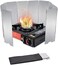 LFSEMINI 10/12/14/16 Plates Stove Windscreen, Aluminum Stove Windshield with Drawstring Bag, for Camping, Butane Stoves(10 Plates.