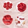 OIIKI 100PCS Cinnabar Carved Rose Beads, 8mm Red Rose Charm for Jewelry Making, Flower Carving Loose Beads.