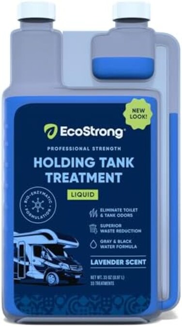 Eco Strong RV Toilet TreatmentRV Black Tank TreatmentRV Holding Tank Digestor, Odor Eliminator, and CleanerPerfect for Campers, RVs, Boats, 33 Treatments, Lavender.