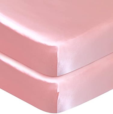Coldwind Satin Crib Sheets Girl Fitted SoftSilky Crib Mattress Sheet (52"x28"x8"for Girls, Silk Crib Sheets for Baby Hair and Skin, Pink Crib Sheet, Satin Baby Sheet for Crib, 1 Pack.