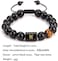 FRG Initials Bracelets for Men Letter Link Handmade Natural Black Onyx Tiger Eye Stone Beads Braided Rope Meaningful Bracelet.