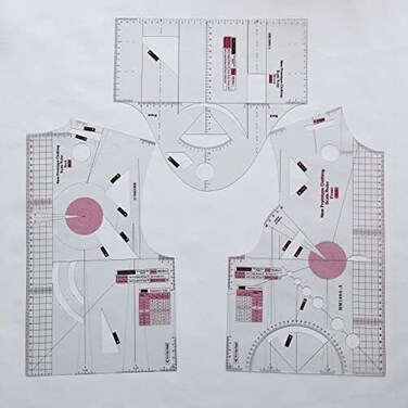 HONEYSEW 1:1 Fashion Design Ruler for Women Blouse Cloth Design School Student Teching Apparel Drawing Templete Garment Prototype Sewing Ruler Model 160/84A.