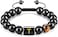 FRG Initials Bracelets for Men Letter Link Handmade Natural Black Onyx Tiger Eye Stone Beads Braided Rope Meaningful Bracelet.