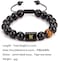 FRG Initials Bracelets for Men Letter Link Handmade Natural Black Onyx Tiger Eye Stone Beads Braided Rope Meaningful Bracelet.