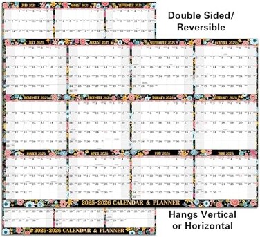 Lemome Home Dry Erase Calendar 2023-2024,JUL. 2023,JUN. 2024, Academic Yearly Wall Calendar, 34. 8"x22. 9", Large Dry Erase Calendar for Wall, Vertical/Horizontal, Reversible.