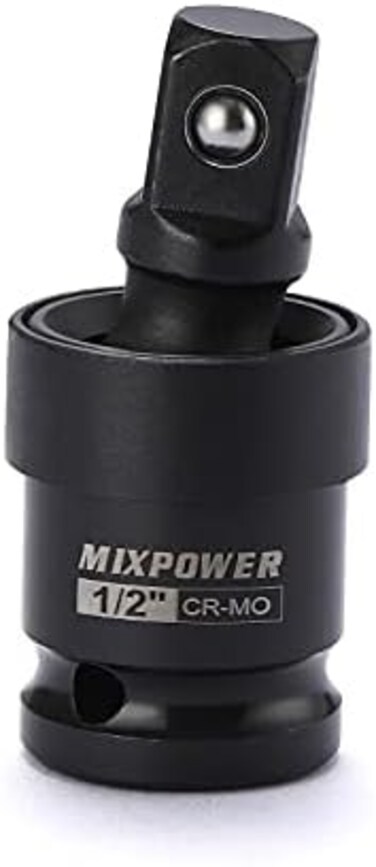 MIXPOWER 1/2-Inch Drive Impact Universal Joint, CR-MO Steel, Radius Corner Design, Flexible, Impact Rated, 1/2" U-Joint Adapter.