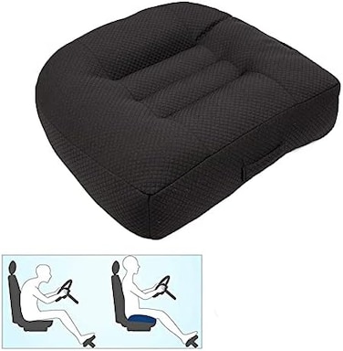 Nine River Car Booster Seat Cushion Raise The Height for Short People Driving Hip (Tailboneand Lower Cack Fatigue Relief Suitable for Trucks, Cars, SUVs, Office Chairs, Wheelchairs (Pure Black.