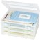 Denkee Large Thick Durable Portable Project Case for 8. 5" x 11" Letter A4 File Paper, Plastic Storage Box with Handle, Documents Magazines Paper Protector, Office Supplies File Storage Case, 4 Pack.