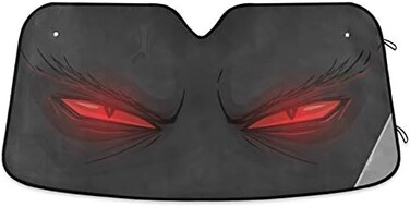 Dussdil Evil Red Eyes Car Windshield Sun Shade Demonic Angry Eyes Sunshade Blocks UV Rays Protector Keep Your Vehicle Cool Sun Shield Visor Cover Foldable for Car Truck SUV.