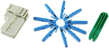 LEITE 10pcs LC UPC Fiber Optic Quick Connector with Matched Tools Fiber Reusable Connectors Single Mode SM 9125 Mechanical Fast Connectors Adapter for FTTH CATV Network Instrument,Blue.