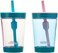 Contigo Kids Spill-Proof 14oz Tumbler with Straw and BPA-Free Plastic, Fits Most Cup Holders and Dishwasher Safe, 2-Pack Strawberry CreamBlue Raspberry.