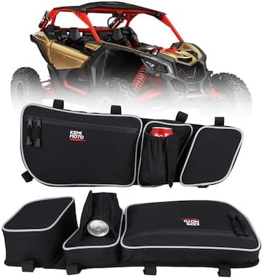 Kemimoto X3 Front Door Bags Compatible with Can am Maverick X3 MAX Turbo R X DS Turbo X RS Turbo R 2017 2018 2019 2020 2021 2022 UTV UpperDoor Storage Bags with Removable Knee Pad and Cup Holder.