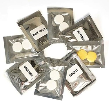 GiveMOJO 8 Pack Car Air Vent Clip Freshener Refills Solid Fragrance Replacement Pads with 8 Sample scents (2 pcs per pack, 16 count.