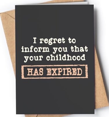 Greeting Cards for Everyone Funny 18th Birthday men or women with envelopeJoke someone who is turning 18 years oldOriginal and unique present idea son, daughter.Your Childhood.