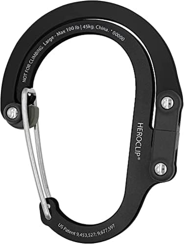 Gear Aid HEROCLIP (LargeCarabiner Gear Clip and Hook for Hanging Heavy Duty Items, Camping Backpacks, Suitcases, Kayaks, Bicycles, Garage Organization and More.