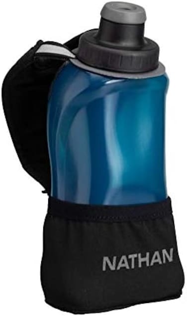 Nathan Running Handheld 12oz and Insulated. No-Grip Adjustable Hand Strap. Reflective Hydration Water Bottle.