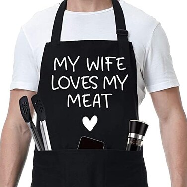Fairy's Gift Funny Husband Apron - Men's Anniversary, Valentines, Cool Birthday Gifts for Him, Husband Gifts from Wife - Manly Presents for Men, Kitchen Aprons with Pockets for Cooking Hubby, Him,.