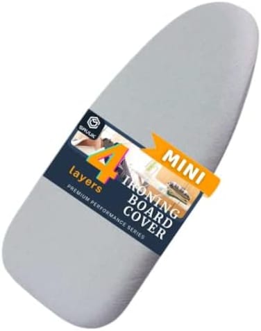 SAVUK Ironing Board Cover and Pad Silicone Coated 4 Layers, 12. 5x30 inch Mini Size, Extra Heavy Duty Thick Padding, Heat Reflective, Non Stick Scorch and Stain Resistant (Silver, 12. 5" X 30".