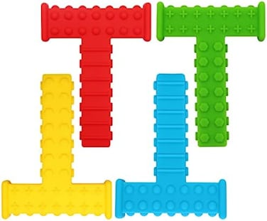 SunCore Direct Sensory Chew Toys for Autistic Children, T Chews Tubes for Teens Chewing, Autism Boys and Girls Kids, ADHD, Silicone Brick Toys for 3-12 Years Aggressive Chewer Oral Motor Tools 4 Pack.