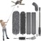FUUNSOO Feather Duster, Dusters for Cleaning Extendable Telescoping Extension Pole 30 to 100 Inches, Long Handled Duster Reusable Bendable Washable Lightweight Dusters for Cleaning Ceiling Fan.