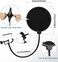 حامل ميكروفون مكتبي مطور من BILIONE، حامل ميكروفون مكتبي قابل للتعديل مع فلتر مضاد للضوضاء، وحامل مضاد للصدمات، ومشبك ميكروفون، ومحول برغي معدني من 5/8 بوصة إلى 3/8 بوصة.