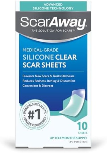 SCARAWAY Clear Silicone Scar Sheets, White, 10 Count.
