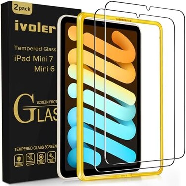 iVoler [2 Pack] Tempered Glass for iPad Mini 6 8. 3 2021 with [Alignment Frame] Screen Protector Compatible with Face IDApple Pencil For iPad Mini 6th Generation, HD Film Bubble Free-Case Friendly.