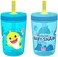 Zak Designs 15oz Baby Shark Kelso Tumbler Set, BPA-Free Leak-Proof Screw-On Lid with Straw Made of Durable Plastic and Silicone, Perfect Bundle for Kids (2pcs Set.