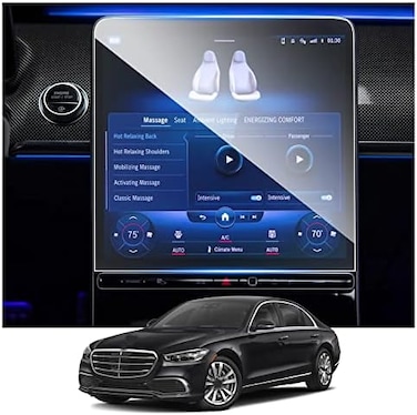 واقي شاشة RUIYA S Class لسيارة مرسيدس S Class W223 بشاشة لمس راديو وسائط متعددة مقاس 12.8 بوصة، ملحقات مرسيدس-بنز S Class، زجاج مقوى عالي الدقة، متوافق مع موديلات مرسيدس-بنز S Class من 2021 إلى 2024