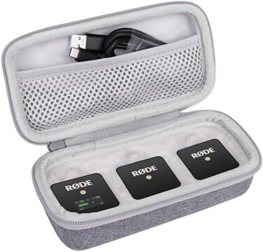 Aenllosi Hard Carrying Case Compatible with Rode Wireless GO II Dual Channel Compact Digital Wireless Microphone System (gray.