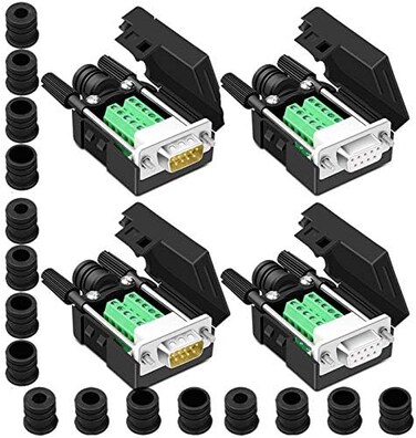 موصل Anmbest 4PCS DB9 Breakout، موصل محول طرفي تسلسلي RS232 D-SUB ذكر-أنثى إلى 9 دبابيس، مع علبة، براغي طويلة، أنبوب عادم.