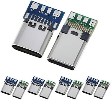 ANMBEST 10PCS USB 3.1 Type C Connector 24 Pins Male Female Plug Receptacle Adapter to Welder WireCable 24P PCB Board Support Module.