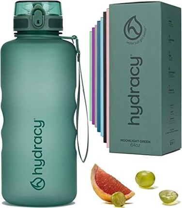 Hydracy Water Bottle with Time Marker -Large Half Gallon 64oz.