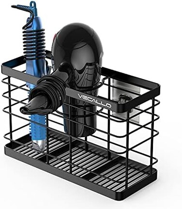 Vecallo Hair Tool Organizer, Metal Wire Bathroom Wall Mount Hair Care Styling Tool Organizer Storage Basket for Hair Dryer, Flat Iron, Curling Wand, Hair Straightener Brushes Hot Hair Tool Holder.