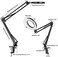 Dylviw Magnifying Glass with Light and Stand, 3 Color Modes Stepless Dimmable, 5-Diopter Glass Lens, Adjustable Swivel Arm, LED Magnifier Desk Lamp for Close Work, Repair, Crafts, Reading - Long.