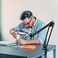Dylviw Magnifying Glass with Light and Stand, 3 Color Modes Stepless Dimmable, 5-Diopter Glass Lens, Adjustable Swivel Arm, LED Magnifier Desk Lamp for Close Work, Repair, Crafts, Reading - Long.