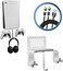 Hosanwell 5 in 1 PlayStation 5 (PS5Wall Mount Stand Bracket Bundle Set with 2 Way Charging Cable, Detachable Controller HolderHeadphone Hanger, Heat Dissipation Design, with Spirit LevelNon-Slip Mat.