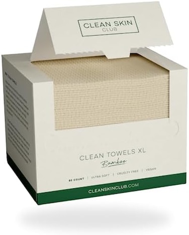 Clean Skin Club Bamboo Clean Towels XLWorld 1ST Biodegradable Face TowelDisposable Dry Makeup Removing Wipes100% Organic BambooSuper Soft for Sensitive Skin (50 Count/Single Box.