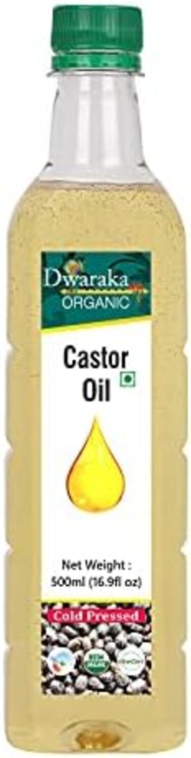 DWARAKA Organic - Cold Pressed Castor Oil, 16. 9 Fl Oz, 500 ML, Healthy, Organic, Non GMO, All Natural.