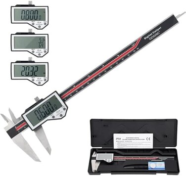 Adoric Digital Caliper, 8" Caliper Measuring Tool Extreme Accuracy Waterproof Electronic Vernier Caliper Industrial Stainless Steel Digital, Durable Measuring Tool with Large LCD Screen.