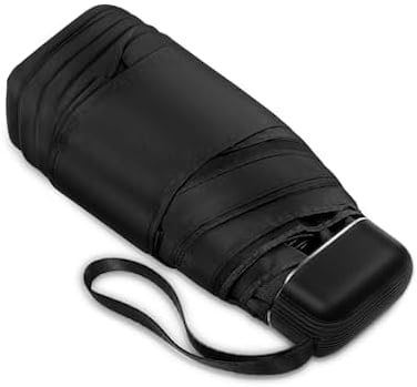 LEAGERA Mini Umbrella For Purse - Black Small Travel Lightweight Backpack Umbrella for RainSun - 6 Fold Not wet Nano Umbrella Women Kids.
