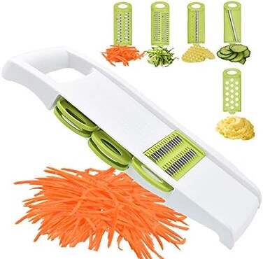 NACOLUS 5 in 1 Mandoline Slicer Vegetable Slicer Mandolin Multi Blade Potato Veggie Slicer Vegetable Cutter Julienne Shredder Potato Slicer Green.